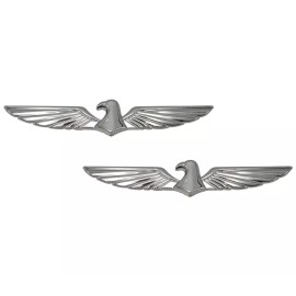 1clickautoacc 3D CHROME ABS BIRD EAGLE WINGS CAR TRUCK EMBLEM DECAL PAIR 5 1/2"