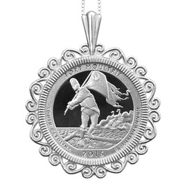 US 2016 South Carolina Fort Moultrie at Fort Sumter National Monument Quarter 90% Silver Proof Coin 925 Sterling Silver Necklace NEW - America the Beautiful