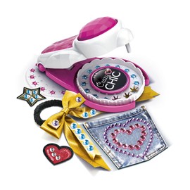 Clementoni 18692 Maquina apply Spiel Crazy Chic Machine-Art And Crafts For Girls Ages 7, Strass Stickers, multi-coloured, Medio