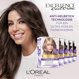 L'Oréal Paris Permanent Hair Colour, Ultra Cool Colour Result, 100% Grey Hair Coverage, Set with Excellence Cool Cream Colour, Shampoo and Care Cream, No. 8.11 Ultra Cool Light Blonde