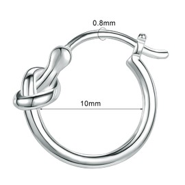 AoedeJ Small Sterling Silver Knot Hoop Earrings Round Huggie Earrings Hypoallergenic Hoop Knot Earrings For Women Men (Silver)