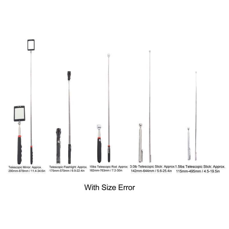 5PCS Telescoping Magnetic Pickup Tool Rubber Steel 1.5 3 15lb