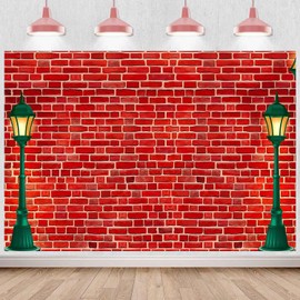 Sensfun Red Brick Wall Street Backdrop Christmas Brick Wall Photography Backdrops Boy Girl Birthday Baby Shower Party Decorations Supplies Red Brick Photo Booth Background Prop 7x5ft