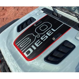 Skull Daddy Graphics 3.0 Diesel Hood Decal to fit Rubicon Jeep Wrangler Gladiator EcoDiesel JL JT 2018-2024 (Rubi Red Stripe)