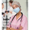 2 Pack Satin Lined Scrub Caps with Buttons & Sweathand,