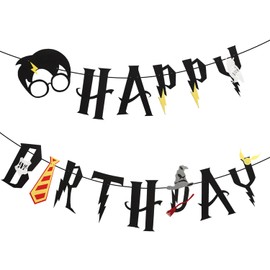 Wizard Party Decorations - Happy Birthday Banner, Wizard Themed Party Supplies, Ideal for Magical Birthday Parties