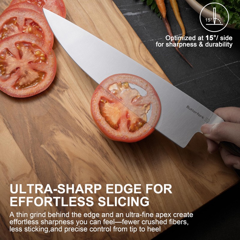 Butterfork 8 Inch Chef Knife, AR-RPM9 Steel, Pakkawood Handle Utility