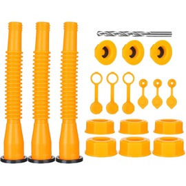 Gas Can Spout Replacement , Gas Can Nozzle Replacement for 1/2/5/10 Gal Oil Cans, Gas Can Spout Replacement Old Style Includes Nozzle Screw Collar Caps Drill Bit Spout Cover Rubber Gasket Base Cap 3 Set