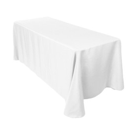 Leading Linens 2 Pack 90 x 132 Inch Rectangle White Polyester Tablecloth, Table Cover, Stain and Wrinkle Resistant, Washable for Dining Table, Wedding Reception, Banquet, Party