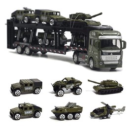 Popgaga Mini Car Set Trailer, Large, Alloy Mini Car, Military Vehicle Set, Car Toy Carrier, for Boys and Girls, Christmas Gift, Birthday Gift