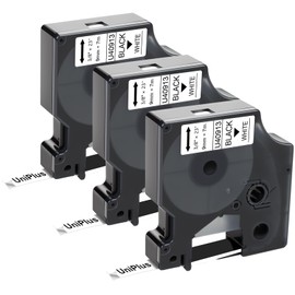 UniPlus 3 x Compatible 9 mm x 7 m Label Tape to Replace Dymo D1 40913 S0720680 Black on White for Dymo LabelManager 160 280 PnP 360D 210D LabelWriter 450 DUO Turbo LabelPoint 100 150 250