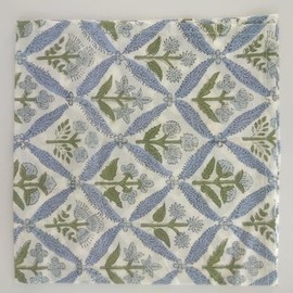 Ridhi Cloth Napkins Set of 4 Cotton Printed Dinner Block Print Napkins I Baby Bridal Shower Wedding Cocktail Cloth Floral Napkins I 20X20 in Light Steel Blue