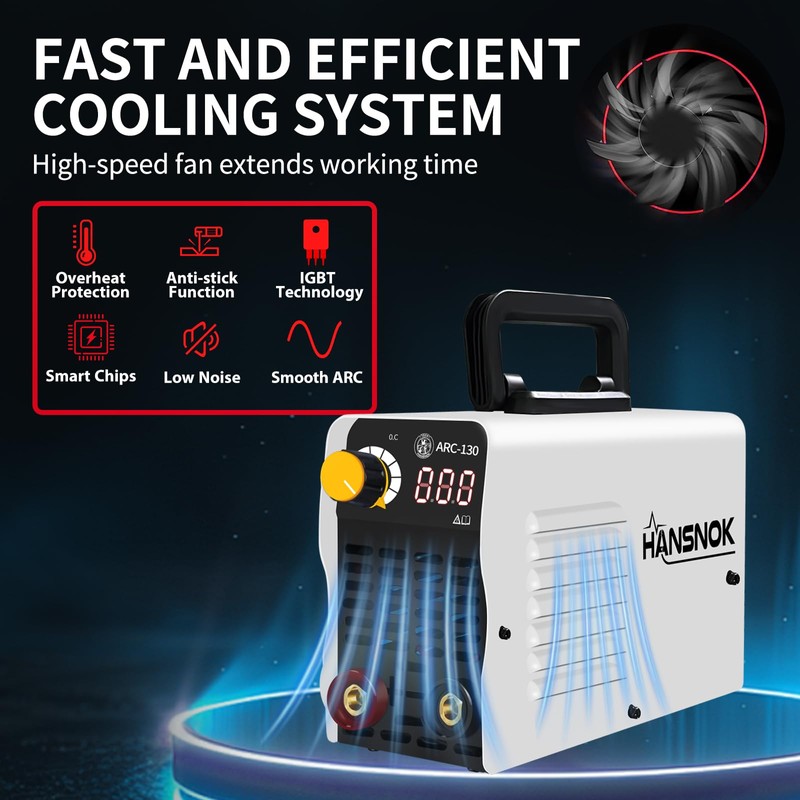 HANSNOK 130Amp ARC-130 Welder, Super MINI Portable Welding Machine, IGBT