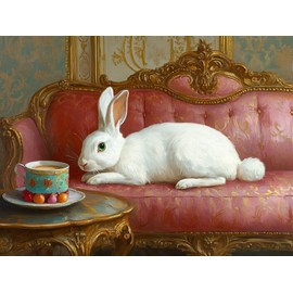 DMYYDSZH Diamond Painting Rabbit Art Set DIY Number Painting for Adult Beginners 5D Round Full Diamond Gem Art for Home Wall Decoration Gifts 12×16 Inch