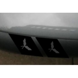 C5 Flag Emblem Fender Hash Mark Bars Vinyl Racing Stripes Graphic Decals 4" (Fits Chevy Corvette C5) Passenger Side - White