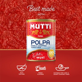 Mutti Crushed Tomatoes (Polpa), 14 oz. | 12 Pack | Italy’s #1 Brand of Tomatoes | Fresh Taste for Cooking | Canned Tomatoes | Vegan Friendly & Gluten Free | No Additives or Preservatives