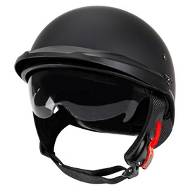 Cartman Motorcycle Open Face Helmet with Sun Visor Quick Release Buckle, Matte Black, DOT Approved, Medium