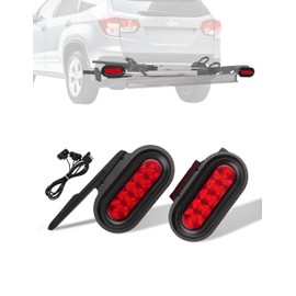Young Bike Rack Brake Light & Plate Kit, 6 Inch 10LEDs Oval Red LED Tail Light 2PCS, FMVSS108 Certified, Waterproof Stop Turn Signal Tail Lights. Fits Young Hitch Racks, Add-on Attachment