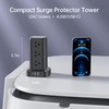 15FT USB C Power Strip Surge Protector Tower, Mini Power