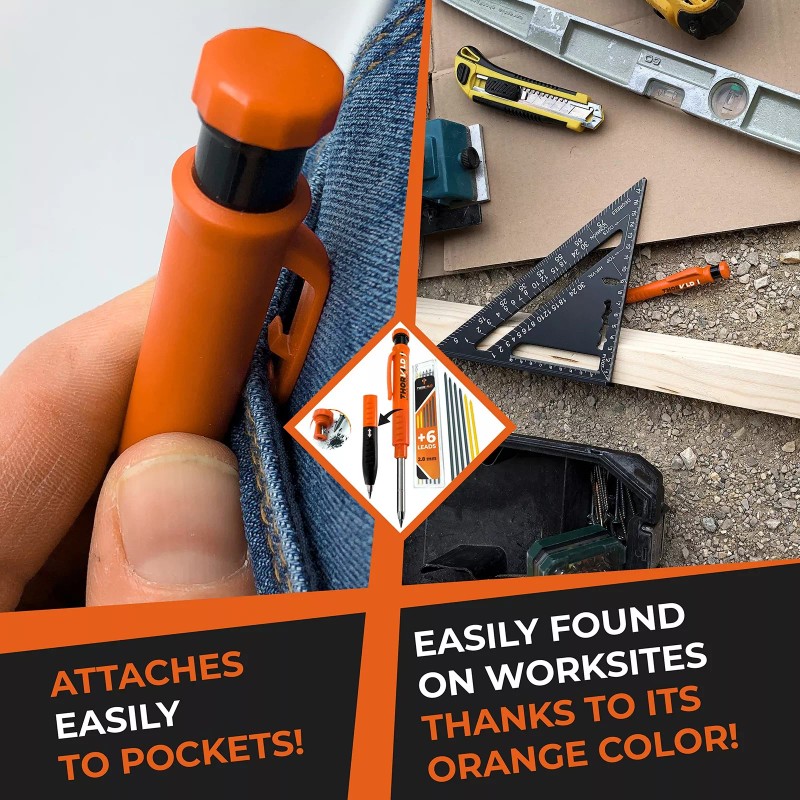 THORVALD New 2-in-1 Carpenter Pencils with Finger Grip for Carpenter