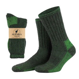 Aytu Alpaca Socks - Warm & Hypoallergenic Wool Socks for Men & Women, Thermal, Cushioned Interior, Green & Brown (US, Alpha, Small, Regular)