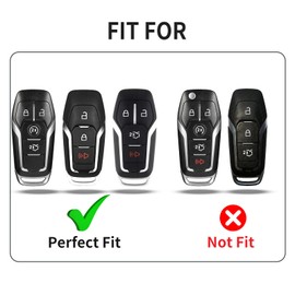 T-carbon Remote Key Fob Cover Fits Ford F150 Mustang Fusion Edge Explorer 2015 2016 2017,Real Carbon Fiber Key Fob Shell Fits Lincoln MKZ MKC MKX 2013-2017 4/5-Button Smart Key Case Accessories Black