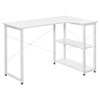 L-Shaped Computer Desk, Corner Workstation with 2 Side Shelves, White