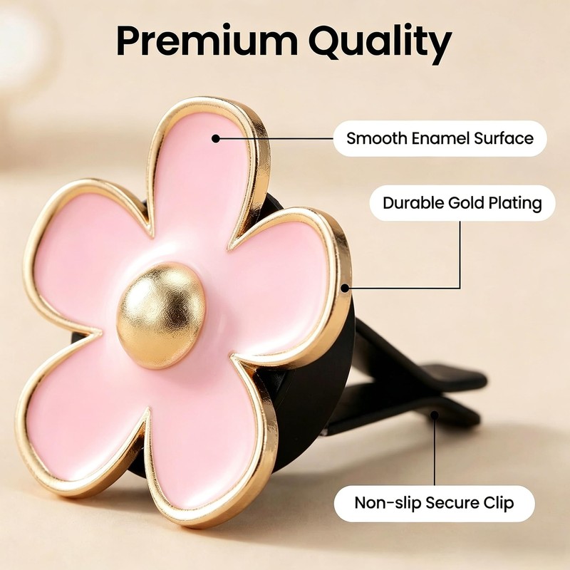 6 Pcs Pink Daisy Car Vent Clip Essential Oil Diffuser