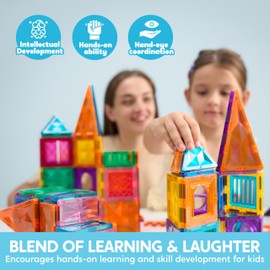 SYNCFUN 66PCS Magnetic Building Tiles, Toys for Toddler, 2D & 3D Magnet Tiles, Durable and Creative STEM Building Toys for Kids Aged 3-5 4-8, Educational Gift