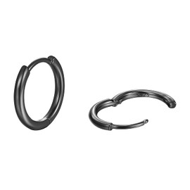 925 Sterling Silver Hoop Earrings 6mm/8mm/10mm Small Hoop Cartilage Earrings Hypoallergenic Huggie Hoop Earring for Women and Men (E: Black-6mm,1 Pairs)