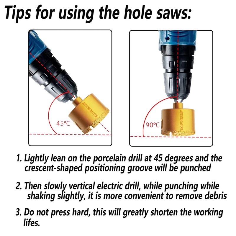 Antengdatool 4-3/8 Inch Dry/Wet Diamond Hole Saw for Angle Grinder
