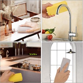 Sponge Duster, Reusable Duster with Ridged Surface Design, Household Dust Cleaning Sponge, 6 Pack (Grey and Yellow)