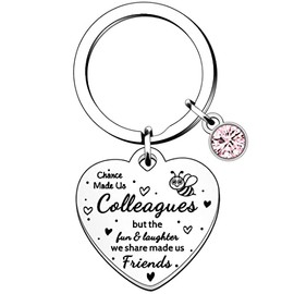 HULALA Chance Made Us Colleagues But The Fun & Laughter We Share Made Us Friends Keyring Colleague Leaving Gifts For Women Heart Keychain Coworker Bestie Going Away Goodbye Gifts