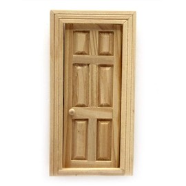 Melody Jane Dollhouse Untreated Wood 6 Panel Internal Door 1:24 Half Inch Scale DIY Crafters