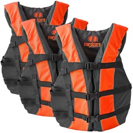 Hardcore Life Jacket 3 Pack Paddle Vest for Adults; Coast Guard Approved Type III PFD Life Vest Flotation Device; Jet ski, Wakeboard, Kayak; Ideal Extra Pontoon Boat Life Jacket Neon Orange