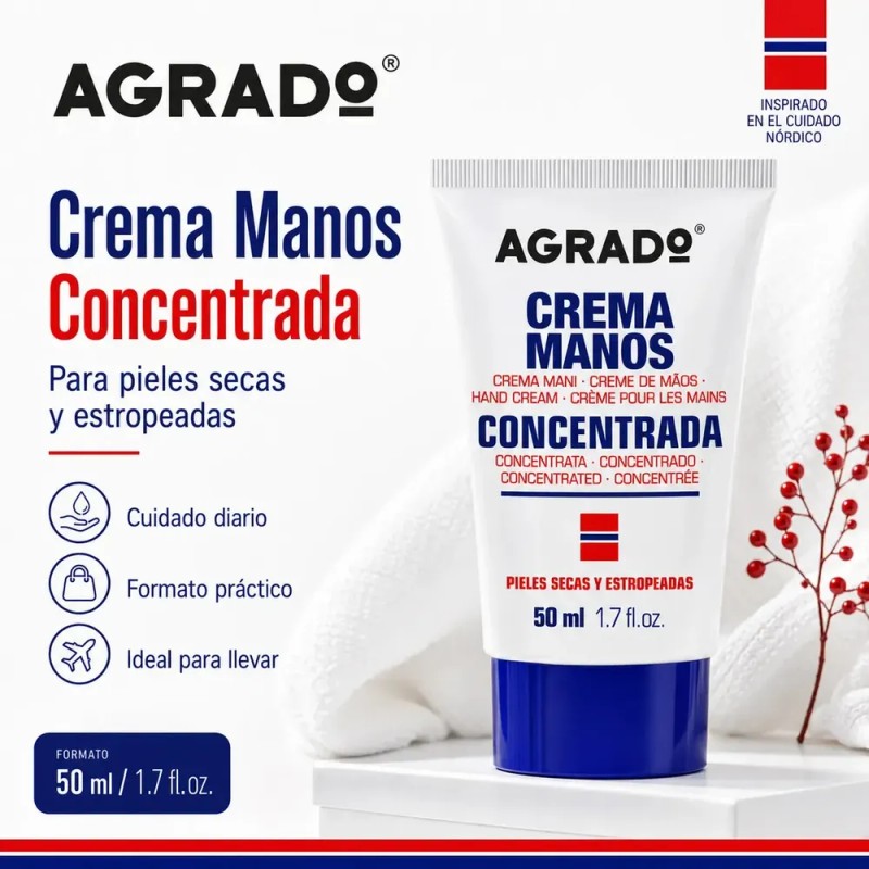 Crema De Manos Concentrada Piel Seca Agrado 50ml Neutra