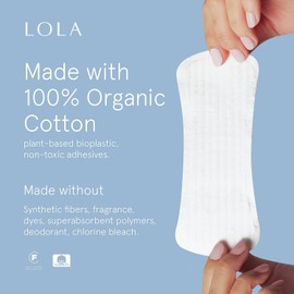 LOLA Panty Liners - Ultra-Thin Breathable Cotton Liners for Women - Hypoallergenic Unscented Feminine Care Protection - Everyday Light Pads - Pack of 56, 6.5 in