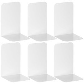 VFINE Bookends 3 Pairs, White Metal Bookends, Book Ends for Shelves, Bookends for Shelves, Desktop Bookend, Book Ends for Heavy Books