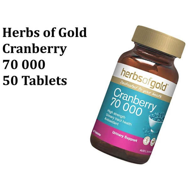 HERBS OF GOLD Cranberry 70,000 50 tablets Cystitis Relief Support Urinary Tract