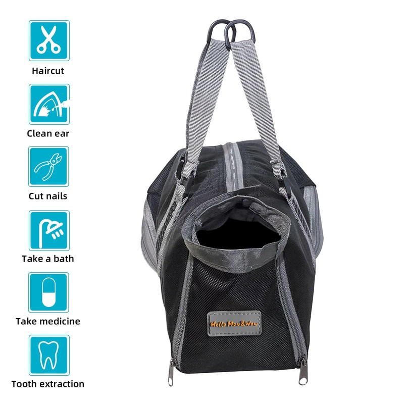 Cinf Cat Nail Clipping Cleaning Grooming Restraint Bag （Free Muzzle）