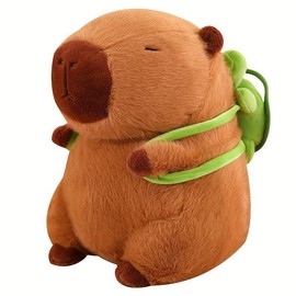 Summer Capybara Plush Toy, Cute Simulation Capybara Stuffed Toy, Soft Animals Decoration Toy for Home Sofa & Bed, Pets Plush Toys, Jelly Cats, Posh Plush Bedroom Decor, Gift for Her,  Capybara Plush:_23cm Brown & Red_23cm/9.05in