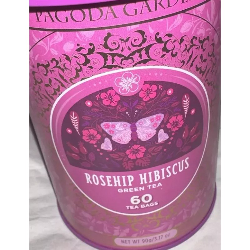 Pagoda Garden Caffeinated ROSEHIP HIBISCUS GREEN TEA 60 Bags BB