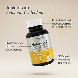 VeraLife | Suplemento Alimenticio - 60 Cápsulas | Bioflavonoides - Ascorbato de sodio - Lecitina de girasol y Fosfatildilcolina | 100gr Multivitaminic