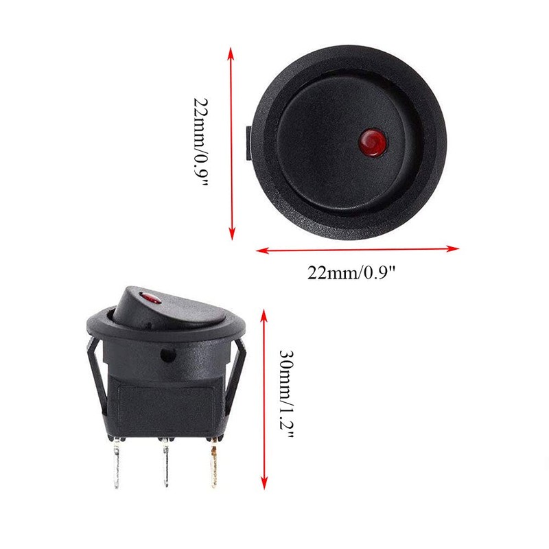 20 Pcs 12V Switch, 5 Color 20A 12 Volt Auto