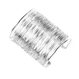 COLORFUL BLING Punk Alloy Hollow Geometric Smooth Polished Gold Hoop Open Cuff Wide Bracelet Bangle Wrist Jewelry for Women Lady (silver wire)