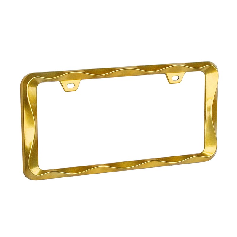 Sgooky 3D Curly Wave Pattern License Plate Holder Chrome License
