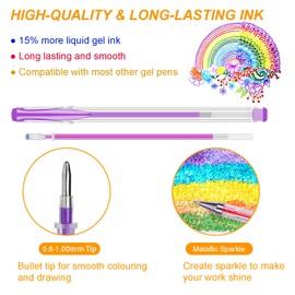 Lyuvie 160 Pack Glitter Gel Pens Set,80 Coloured Gel Pens with 80 Glitter Refills & 1 Adult Colouring Books for Writing Drawing Doodling Crafts Scrapbooking Journaling