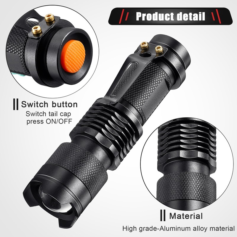 Honoson Red Light Flashlight LED Single Mode Torch 1 Mode