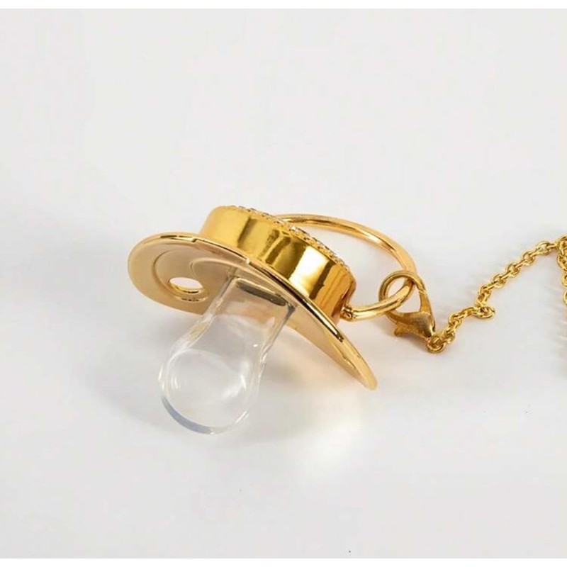 Chupón Para Bebé Princesa Con Clip y Brillos, Rosa y
