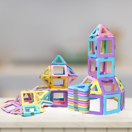 GlitZGlam Castle Magnetic Blocks Building Set - Fun and Educational Toy for Kids Boys and Girls, Ages 3-8, Magnetic Tiles Toys Perfect for Developing Creativity and STEM Skills